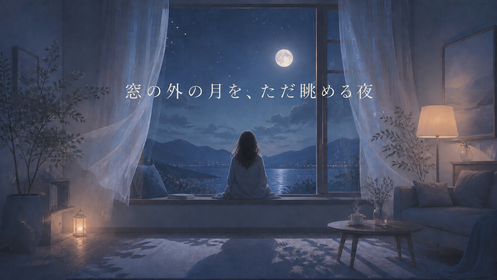 窓の外の月を、ただ眺める夜